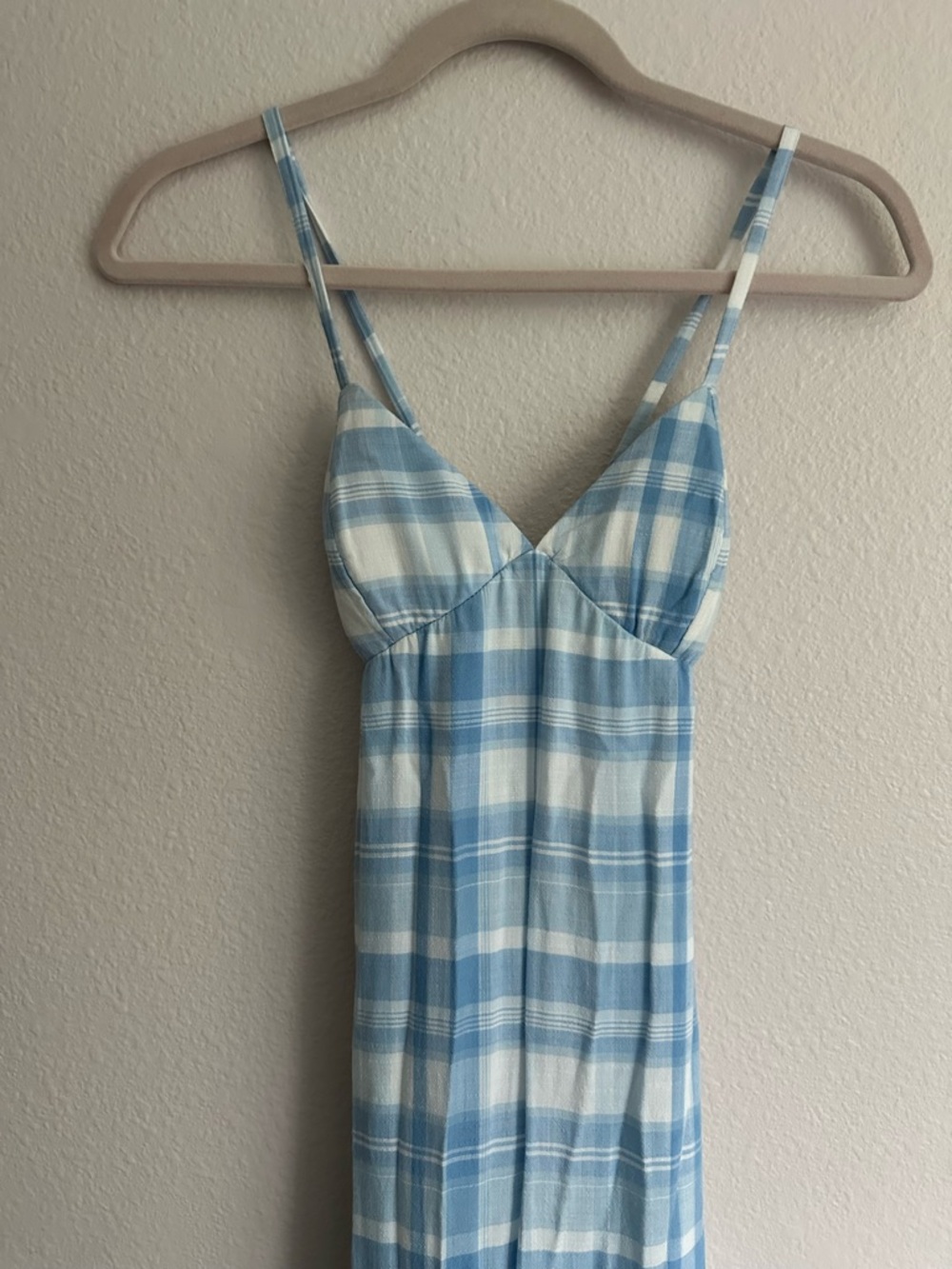 Hollister Blue Plaid Tie-Back Maxi Dress - Picture 2 of 5